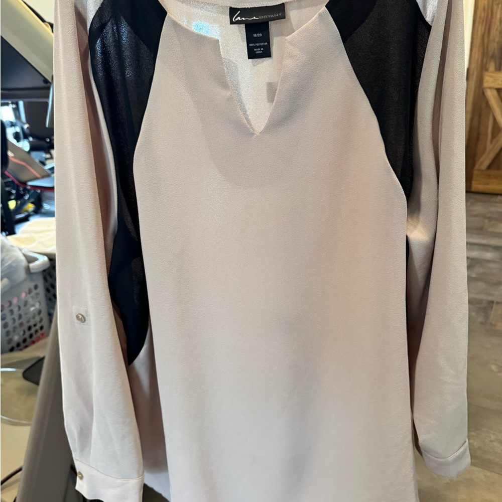 Lane Bryant Cream and Black Women's Blouse